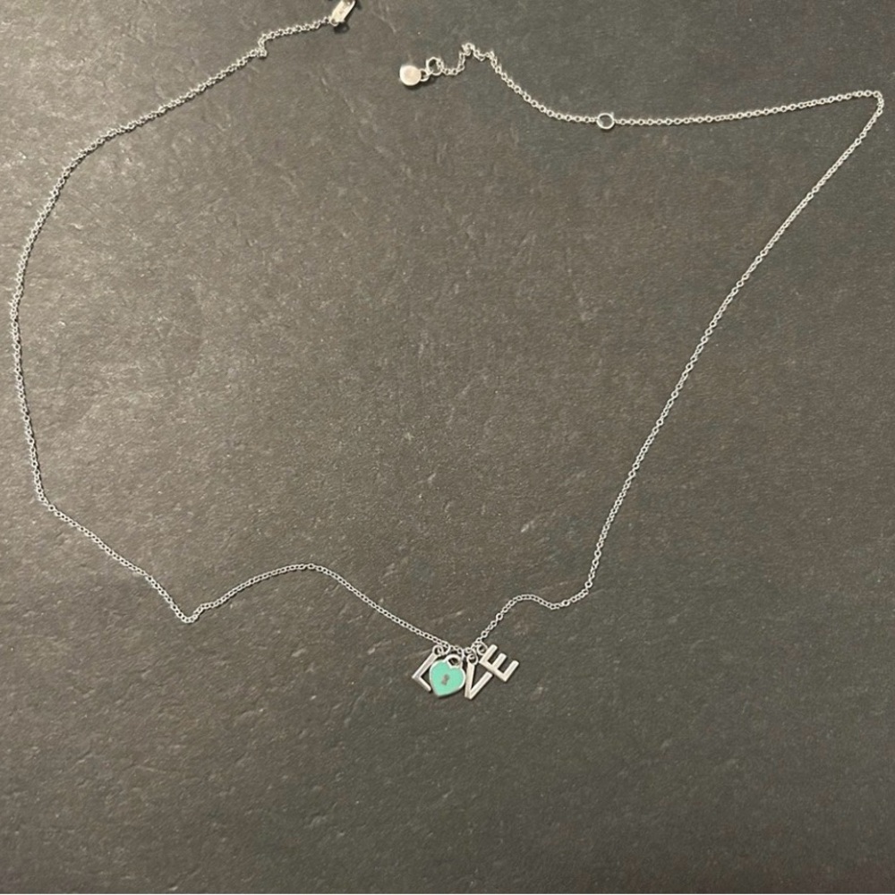 Tiffany & Co. Silver and Teal Love Necklace - Picture 5 of 6